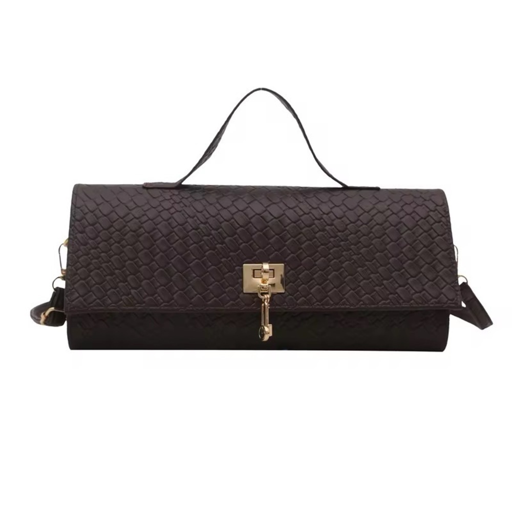 Elegant Brown Woven Leather Handbag